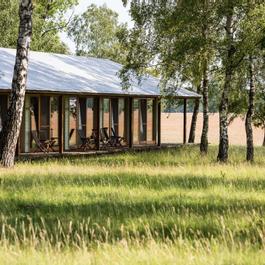 Wogendes Gras vor den Lodge-Zimmern